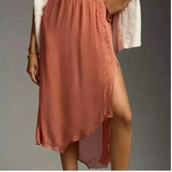 ⭐️ Sheer Asymmetrical Lace Beachy Sexy Gown Romantic Holiday Party Midi Skirt - Picture 1 of 4